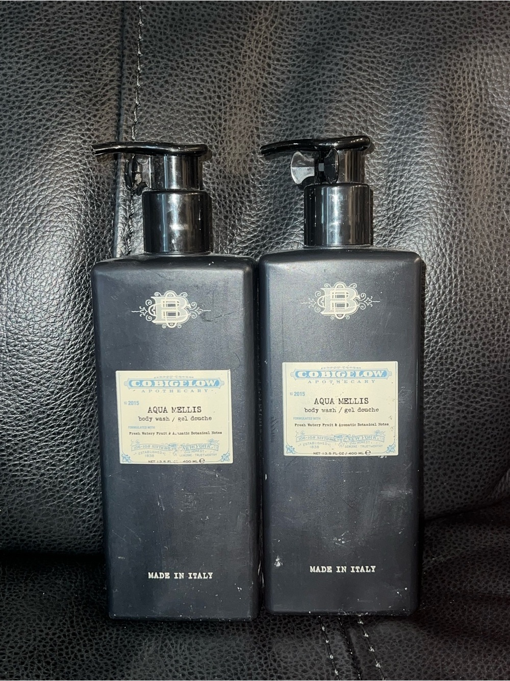 New Set Of 2 C.O.BIGELOW AQUA MELLIS DISPENSER shower gel 13 Oz